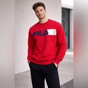 FILA Red Crewneck Sweatshirt – Unisex – Size L – Excellent Condition